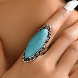 fashion retro turquoise temperament woman ring