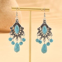 fashion retro turquoise drop temperament woman earrings