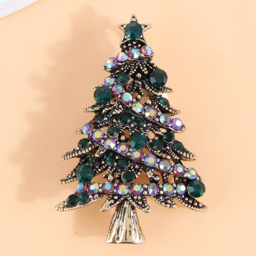 fashion concise flash diamond christmas tree temperament woman brooch