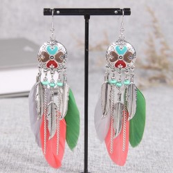 fashion retro Metal elegant feather tassel temperament woman earrings
