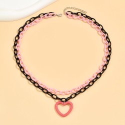 fashion concise black chain love Double layer necklace