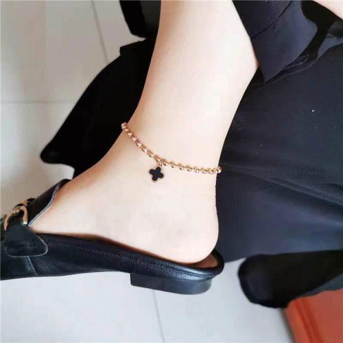 fashion sweetOL concise four clover titanium steel personality lady Anklet