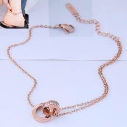fashion sweetOL concise Double buckle titanium steel personality lady Anklet