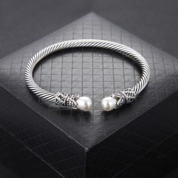 fashion retro Pearl opening exaggerating man bangle