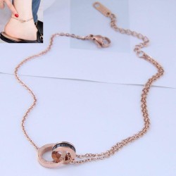 fashion sweetOL concise Double buckle titanium steel personality lady Anklet