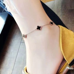 fashion sweetOL concise four clover titanium steel personality lady Anklet