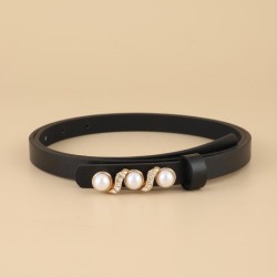 Korea belt Pearl buckle Dress sweater leather Girdle thin Waist retraction Sui..