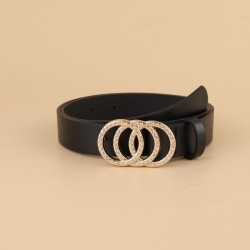  occidental style Double three Round buckle belt woman gold buckle diamond mos..