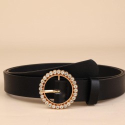 belt woman fashion mosaic diamond Round buckle retro ornament Dress belt leisure collocation Cowboy belt