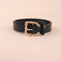  occidental styleU buckle belt embed diamond lady ornament candy colors brief ..