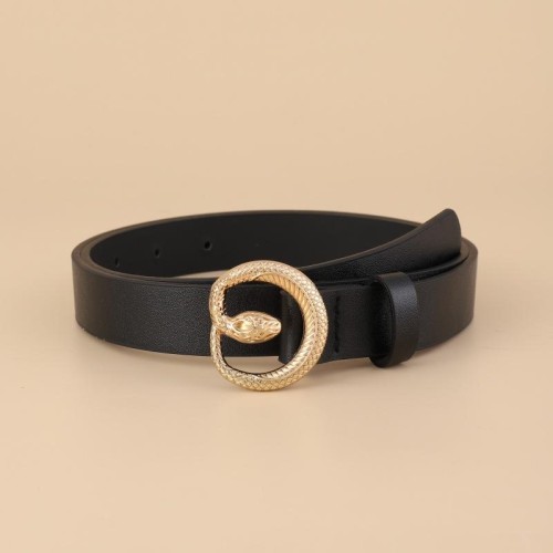 ( black) snake buckle fine belt woman Cowboy accessories fashion all-Purpose personality belt