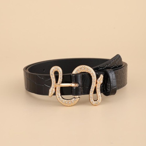 occidental style style trend fashion retro With diamond snake buckleu belt  personality all-Purpose belt woman