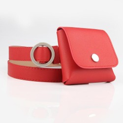 personality Round buckle belt bag  woman leisure key coin bag belt belt