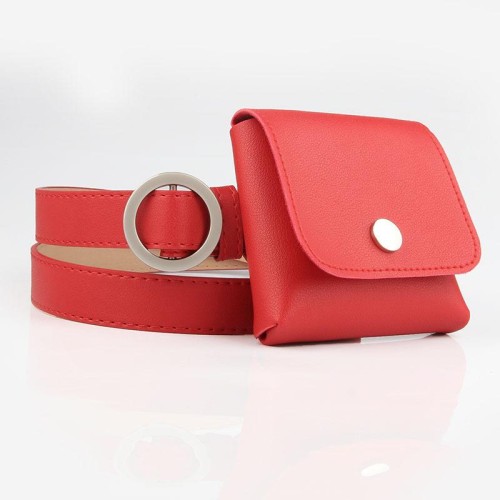 personality Round buckle belt bag  woman leisure key coin bag belt belt