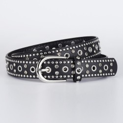  personality Double row claw diamond  black lady punk wind retro Alloy belt
