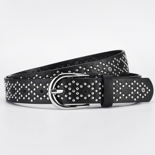 EIemu buckle Rivet punk wind eyesPU belt high lady Cowboy belt