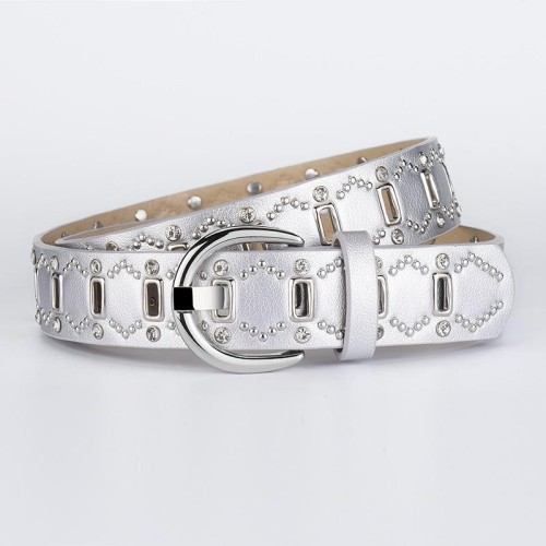 EItemu style high lady trend belt diamond Rivet punk wind buckle belt