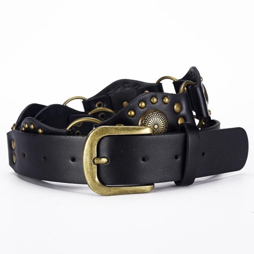  retro wind Girdle woman personality belt Metal splice eyes fitting splice belt
