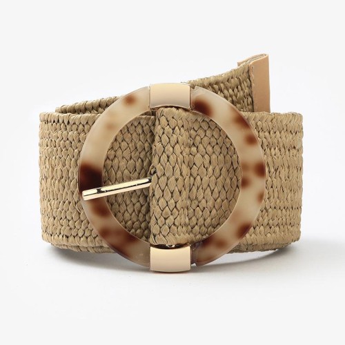 fashion elasticity weave lady width GirdlePP ornament Dress Suit Round buckle retro belt