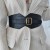 occidental style retro Irregular black belt ornament Dress Coat crocodile pattern Tightness elasticity Girdle w
