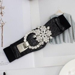 lady flower embed diamond Girdle ornament Dress velvet fashion Waist retractio..