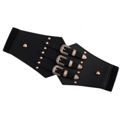  punk all-Purpose lady elasticity Rivet width belt Tightness Girdle ornament w..
