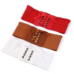 lady width belt color flower bow belt Dress Waist retraction all-Purpose belt ..