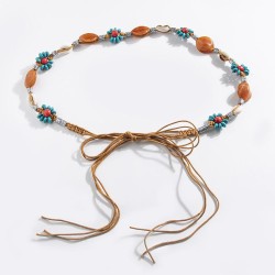 Bohemia wind flowers weave ethnic style handmade woman belt leisure wind beaut..