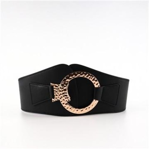 lady width Girdle all-Purpose Tightness width belt ornament Suit Coat Metal circle black high elasticity