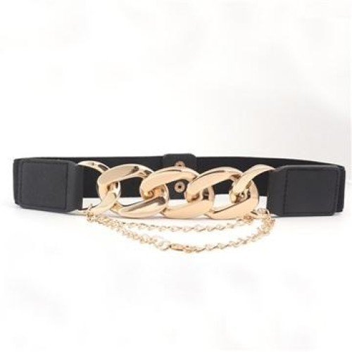 Tightness belt woman belt Metal chain ornament Dress occidental style fashion more buckle lady belt high elastici