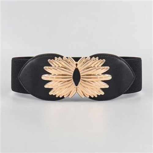 big belt Winter sun flower Alloy buckle head black Girdle all-Purpose thin elegant ornament Suit