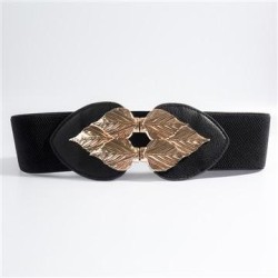  occidental style lady Girdle Metal big leaves belt Tightness elasticity belt ..