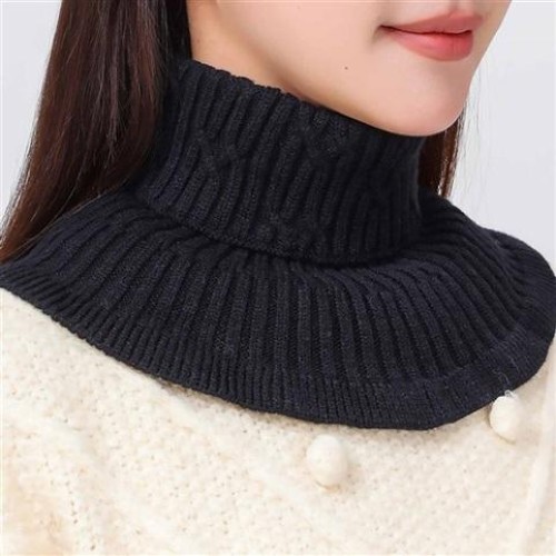 (  black)high quality Autumn and Winter false collar woman all-Purpose knitting Collar sweater high collar warm woolen 