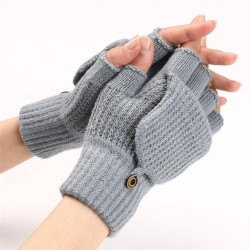 Stripe woolen warm glove half man woman Autumn and Winter student Word knittin..