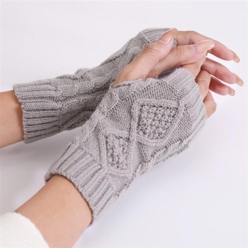 short style rhombus knitting woolen warm half glove Autumn and Winter woman fashion sleeves sleeves