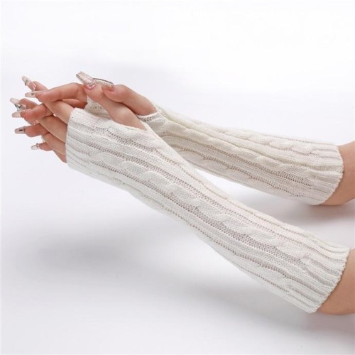 cm twisted glove Autumn and Winter man lady medium long style sleeves knitting woolen warm half