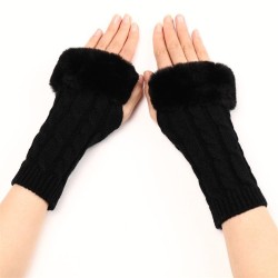 twisted short style glove woman Autumn and Winter knitting half woolen warm sleeves