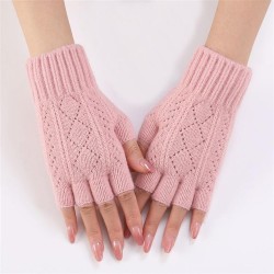 rhombus hollow mitten Autumn and Winter woman knitting woolen warm fashion sle..