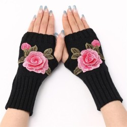 short style fashion flowers glove Autumn and Winter lady knitting woolen sleev..