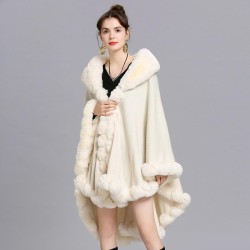 occidental style wind large size Coat woman shawl loose and comfortable imitate fur collar knitting cardigan sh