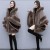 occidental style Autumn and Winter large size imitate fox fur collar leather hooded knitting cardigan shawl Coa