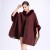 Autumn and Winter shawl imitate fur collar hooded Double surface cardigan wind shawl Coat woman#