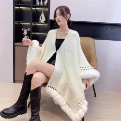 Autumn and Winter pure color knitting shawl super sweater Coat wind ethnic sty..
