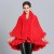 occidental style Autumn and Winter loose and comfortable imitate fox fur collar Double layer knitting shawl Coat#