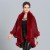 occidental style Autumn and Winter loose and comfortable imitate fox fur collar Double layer knitting shawl Coat#