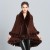 occidental style Autumn and Winter loose and comfortable imitate fox fur collar Double layer knitting shawl Coat#