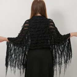 summer occidental style wind hollow tassel shawl woman pure color brief all-Pu..