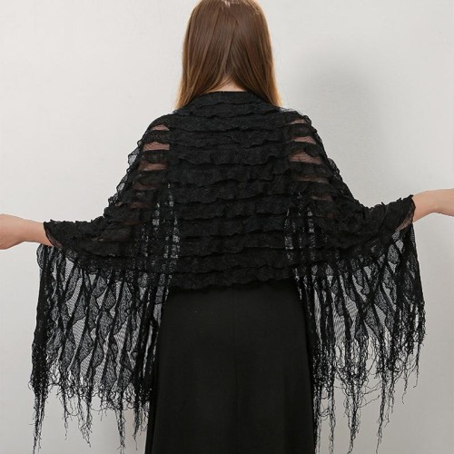 summer occidental style wind hollow tassel shawl woman pure color brief all-Purpose shawl
