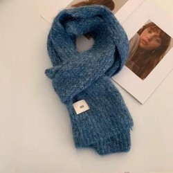 ( Lake blue) wool scarf knitting woolen woman high warm Collar Korean style sh..