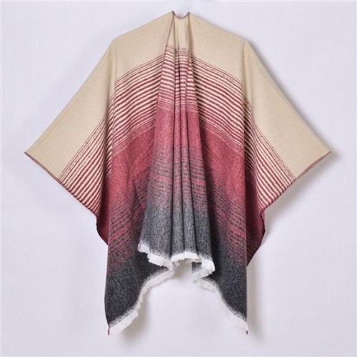 lady imitate sheep velvet shawl occidental style brief high quality gradual change slit